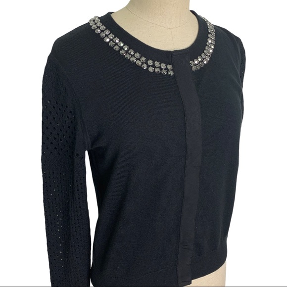 DVF Donna Cardigan Sweater Small Black C228 - Picture 2 of 6